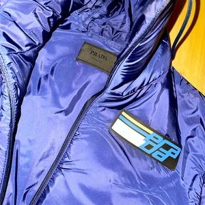 Prada Nylon Rubber Logo Patch Jacket Blue size 46